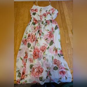 Lush Pink and White Strapless Sundress